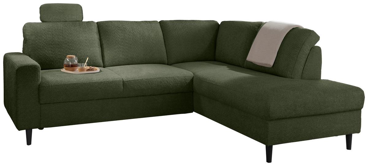 Eckschlafsofa Passione Dunkelgrün S: 242x200 Cm - Dunkelgrün/Schwarz, MODERN, Textil (242/200cm) - Livetastic
