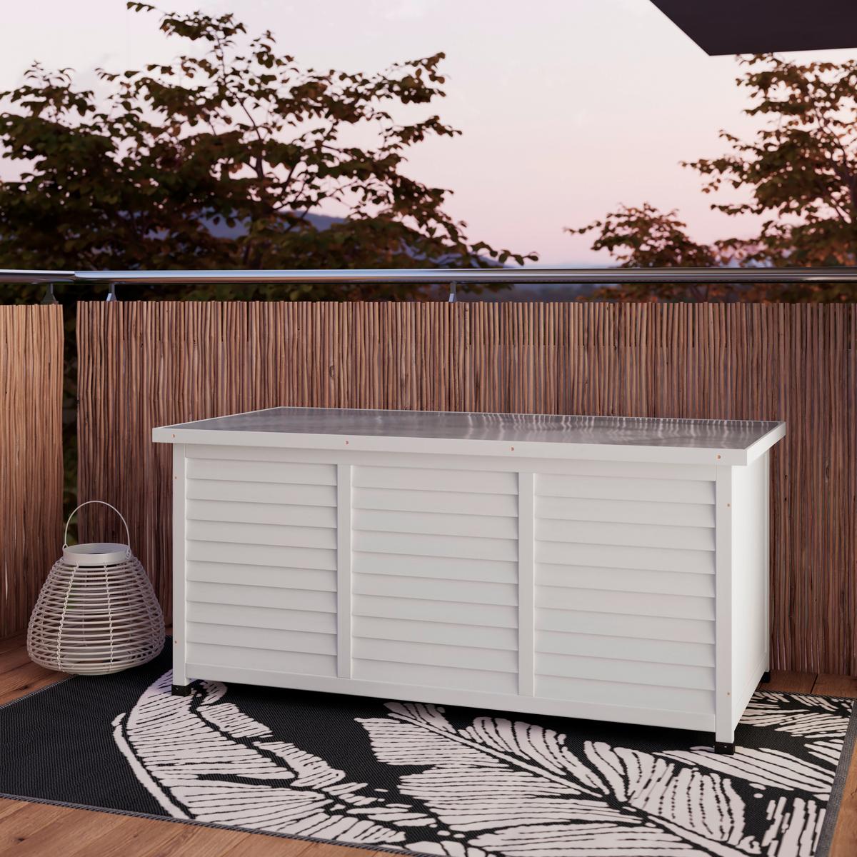 BOX NA VANKÚŠE BIONA - biela, Modern, kov/drevo (132/60/66cm) - Bessagi Garden