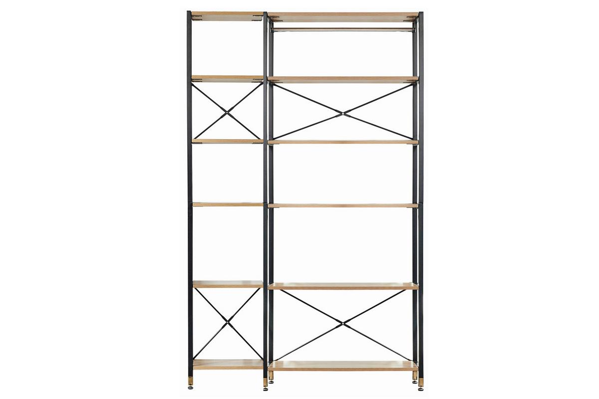 Regal Naturfarben/schwarz B: 127,5cm - Schwarz/Naturfarben, Design, Holzwerkstoff/Metall (127,5/210/30cm) - Livetastic