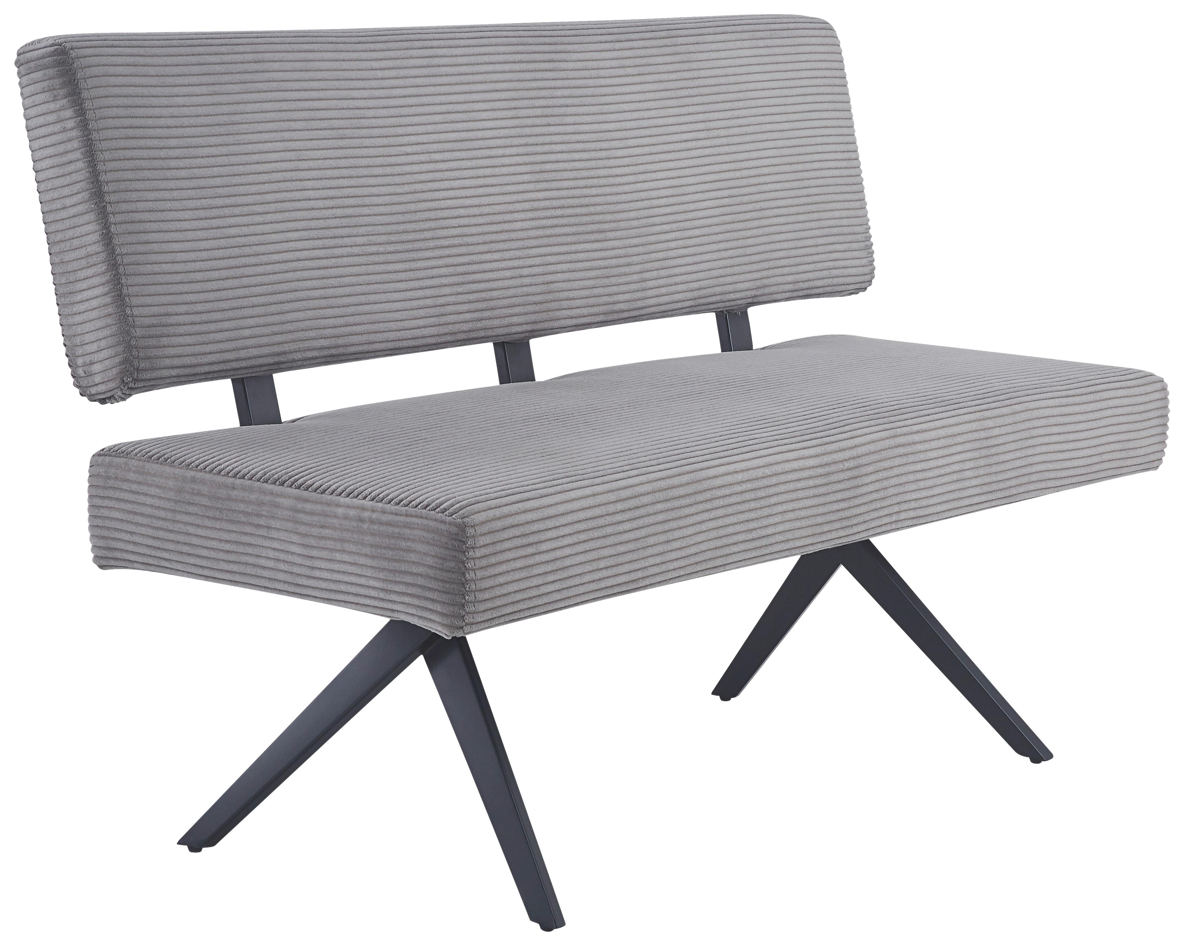 Sitzbank Chios Mit Lehne Cord Dunkelgrau, B: 140 Cm - Dunkelgrau/Schwarz, KONVENTIONELL, Textil/Metall (140/90/62cm) - MID.YOU