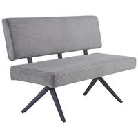 Sitzbank Chios Mit Lehne Cord Dunkelgrau, B: 140 Cm - Dunkelgrau/Schwarz, KONVENTIONELL, Textil/Metall (140/90/62cm) - MID.YOU