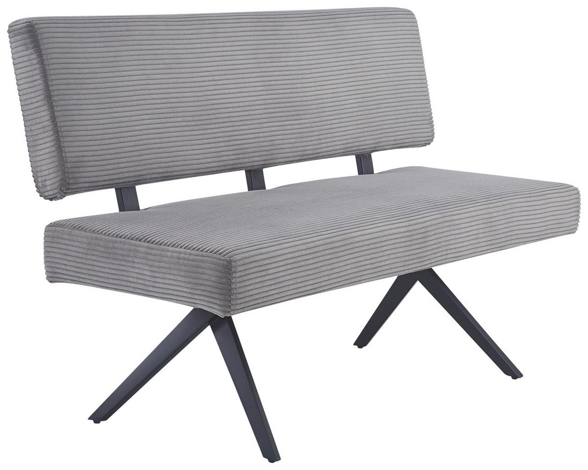 Sitzbank Chios Mit Lehne Cord Dunkelgrau, B: 140 Cm - Dunkelgrau/Schwarz, KONVENTIONELL, Textil/Metall (140/90/62cm) - MID.YOU