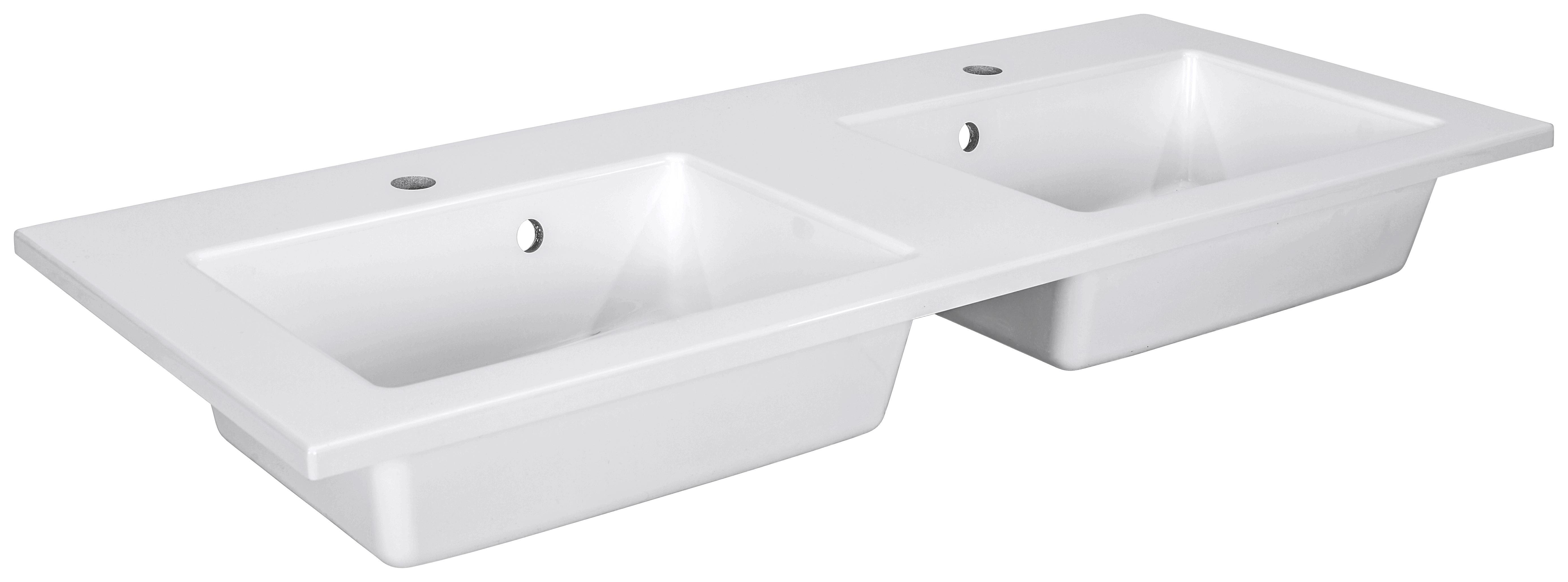 Doppelwaschbecken Denia 120 Dw - Weiß, MODERN, Stein (120/16/46cm)