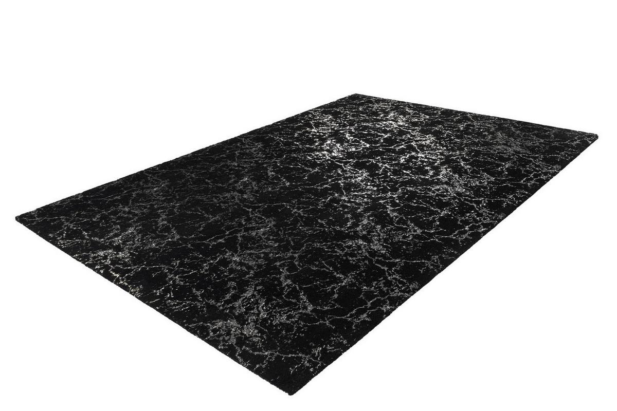 Teppich Bijou 225 Schwarz/Silberfarben, 80x150cm - Silberfarben/Schwarz, KONVENTIONELL, Textil (80/150cm)