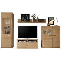 Wohnkombination 4-Tlg. Sena Eichefarben - Eichefarben, Design, Glas/Holz (319/209/51cm) - Livetastic