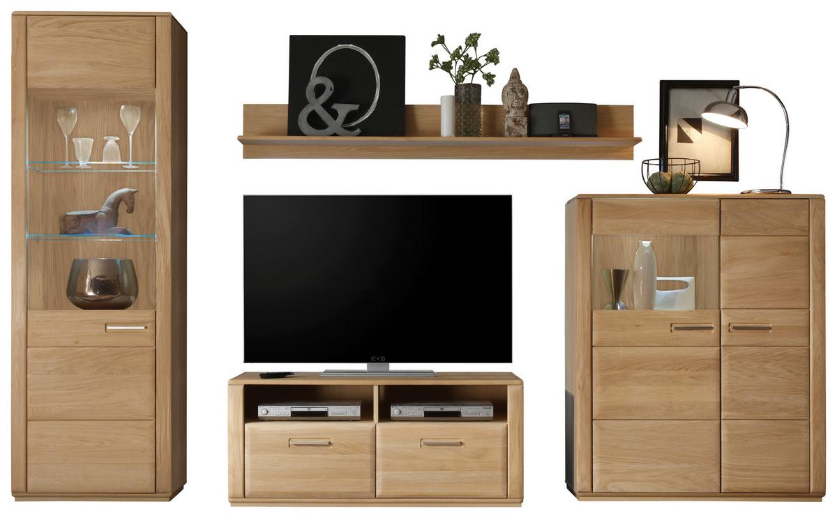 Wohnkombination 4-Tlg. Sena Eichefarben - Eichefarben, Design, Glas/Holz (319/209/51cm) - Livetastic