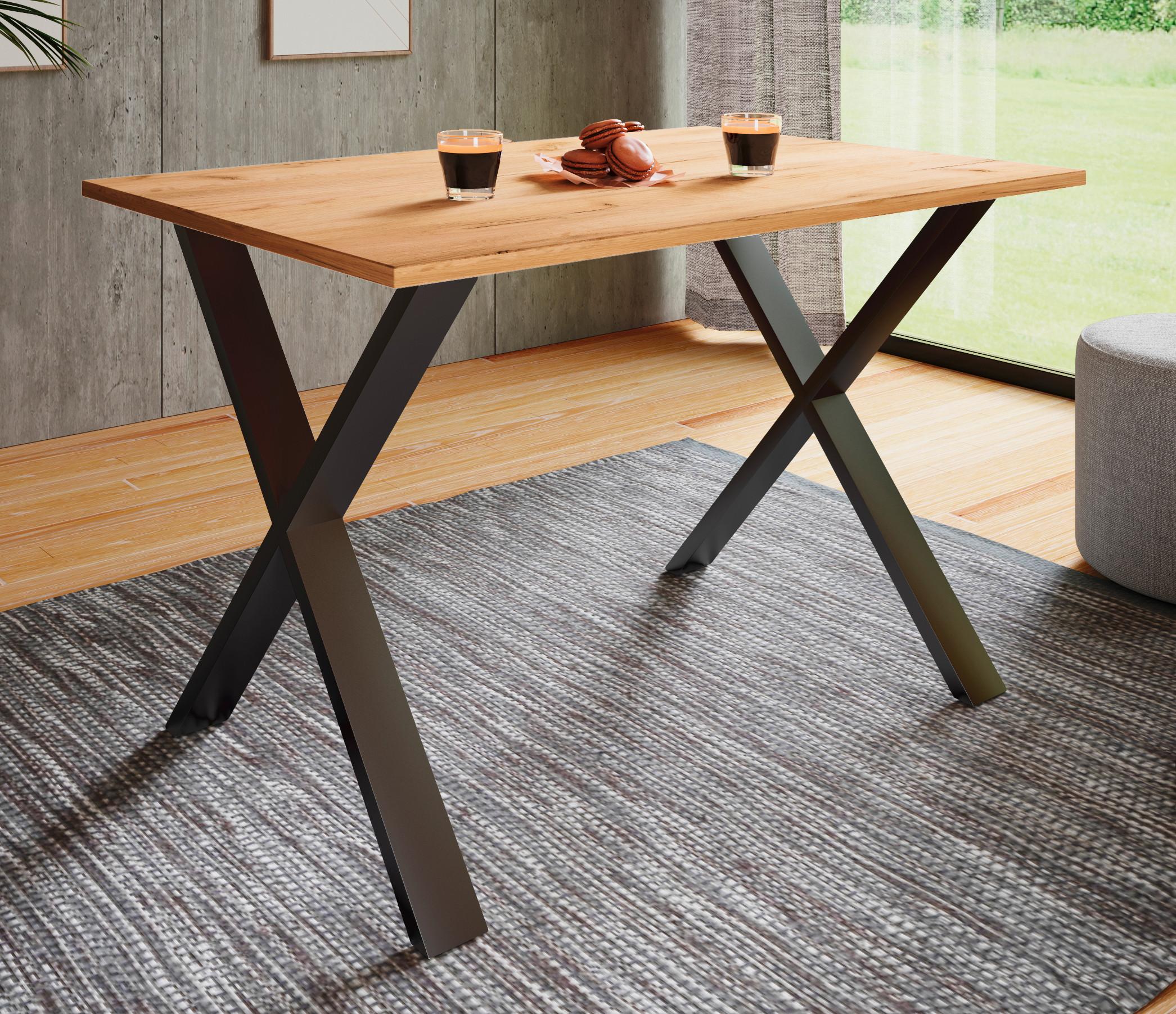 Esstisch Xona Schwarz/Eiche Dekor L: 110cm - Honigeiche/Schwarz, Basics, Holzwerkstoff/Metall (110/80/76cm) - MID.YOU