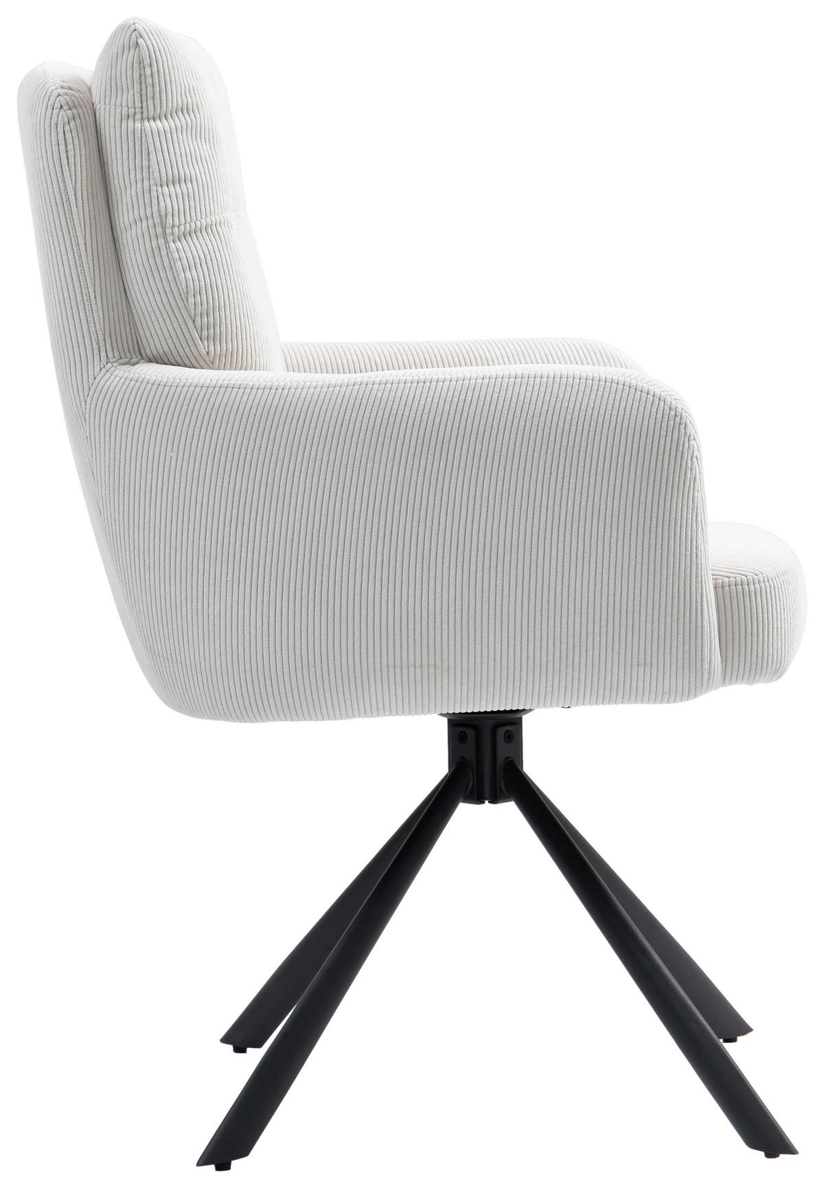 Armlehnstuhl Enja Creme Sitzfl. 180° drehbar, B: 60cm - Creme/Schwarz, KONVENTIONELL, Textil/Metall (60/95/67cm) - MID.YOU