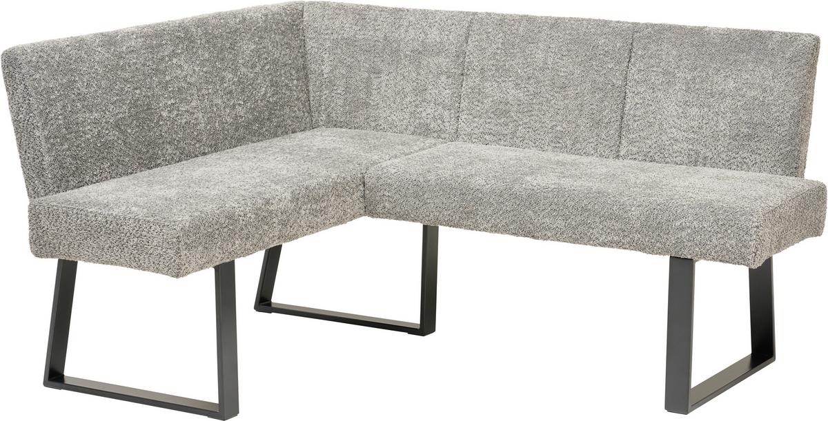 Eckbank Terri Grau, Ca. 132x163cm - Schwarz/Grau, KONVENTIONELL, Textil/Metall (130/160cm) - MID.YOU