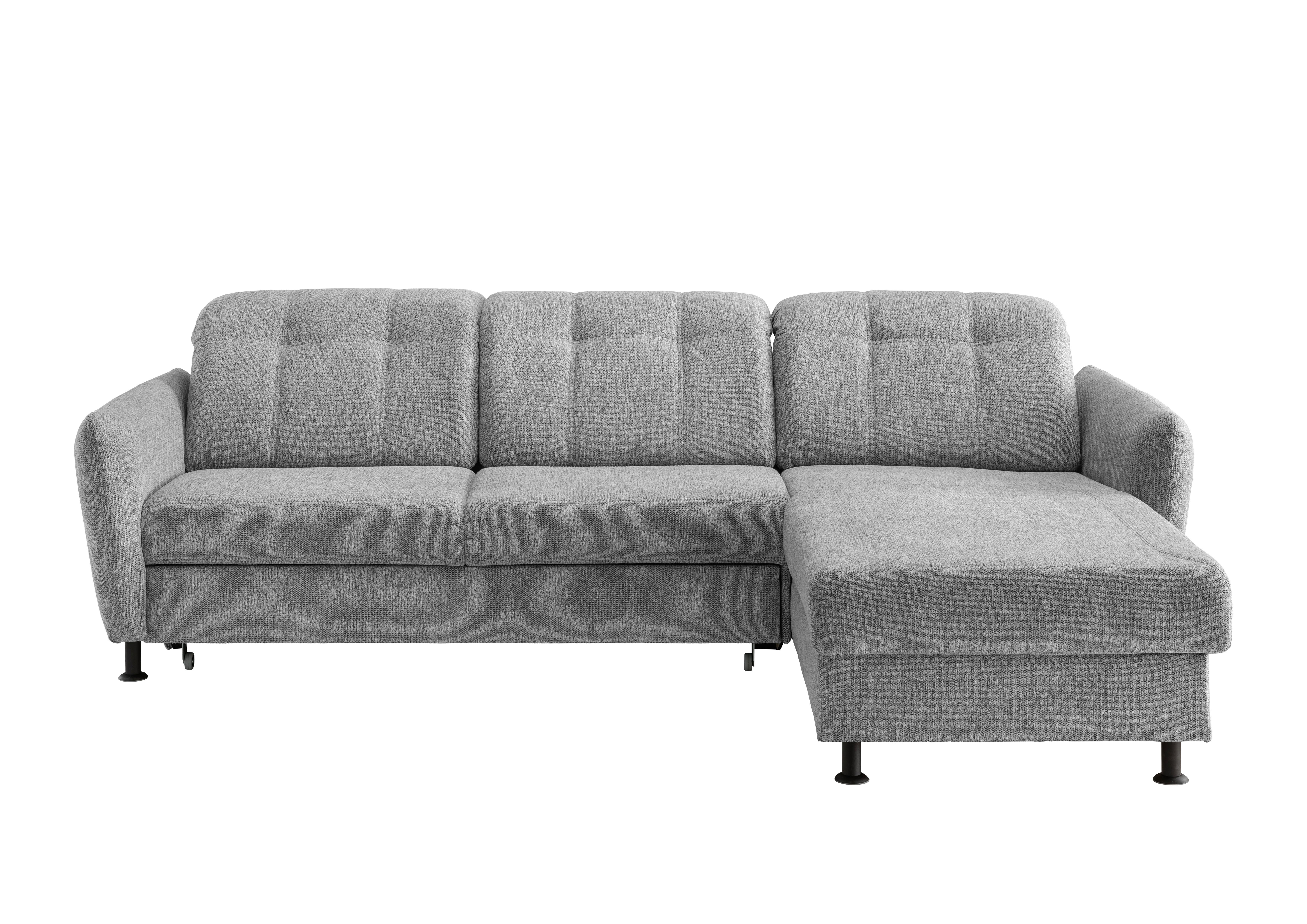 Ecksofa Minori Chenille Silberfarben, S: 267x184 cm - Silberfarben/Schwarz, MODERN, Textil (267/184cm) - Livetastic