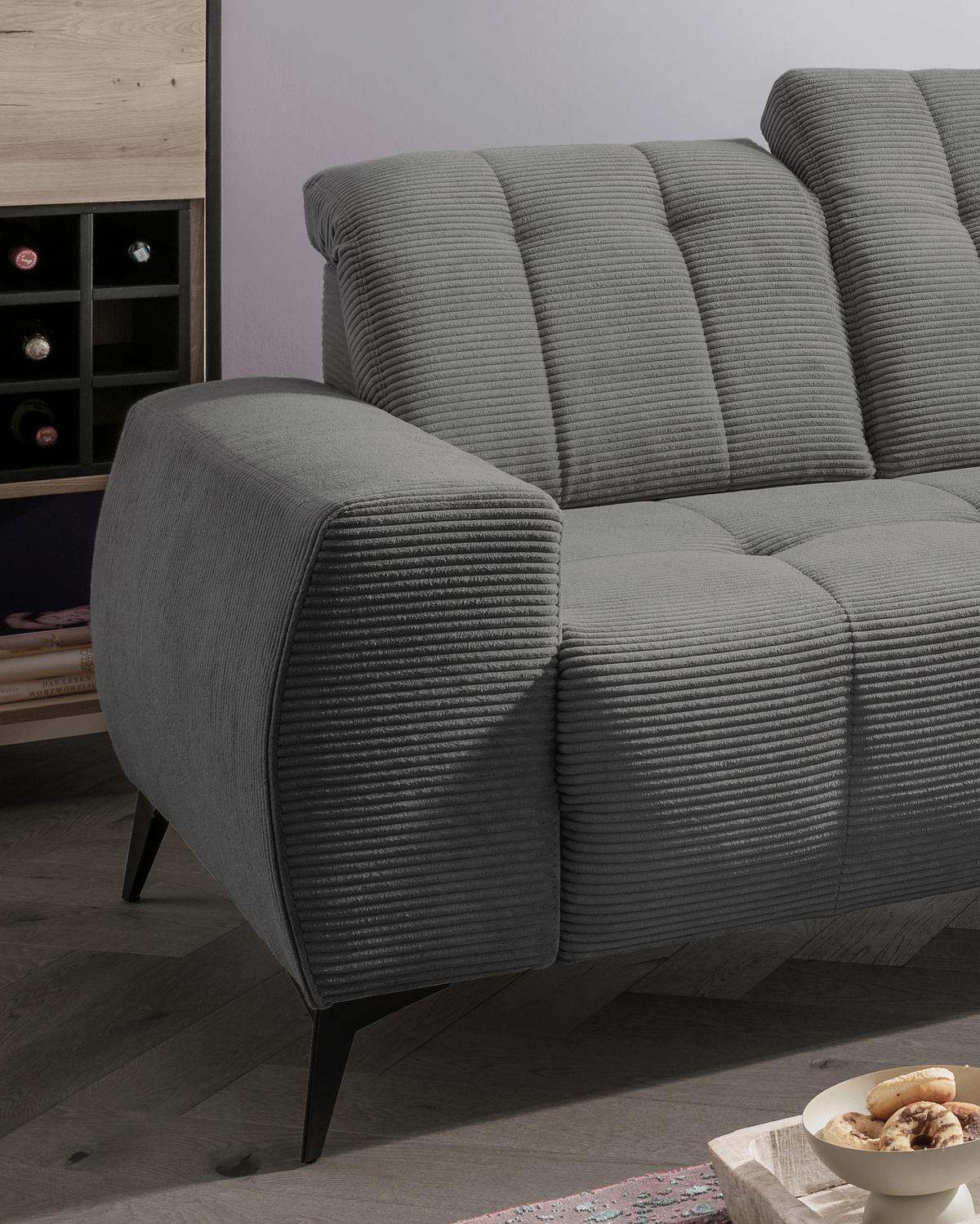 Ecksofa Mit Usb Anschluss Sano, Grau, S: 261x200 Cm - Schwarz/Grau, MODERN, Textil (261/200cm) - Livetastic