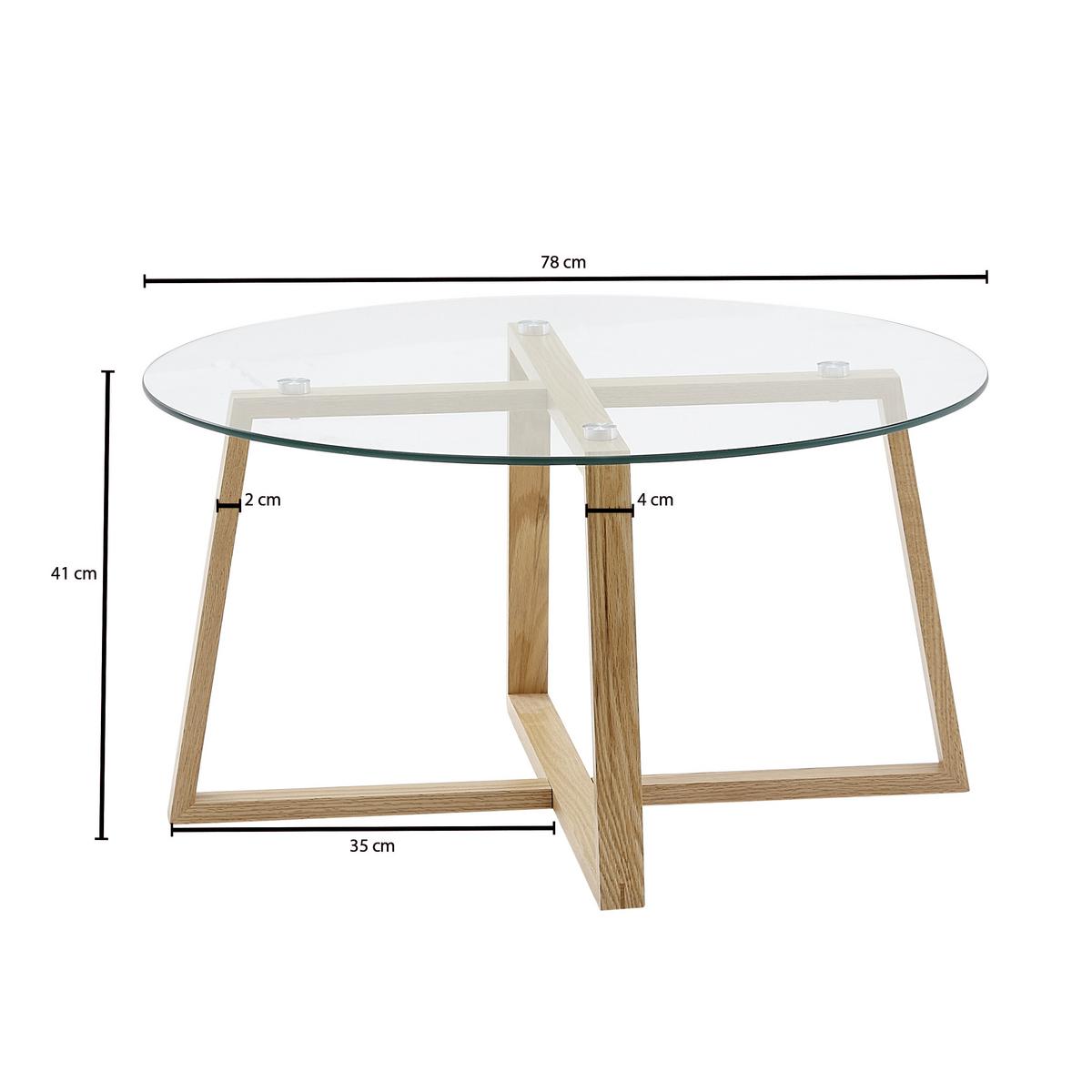 Konferenčný stolík sklo/masív š: 78cm - hnedá/farba duba, Modern, drevo/sklo (78/78/41cm) - MID.YOU