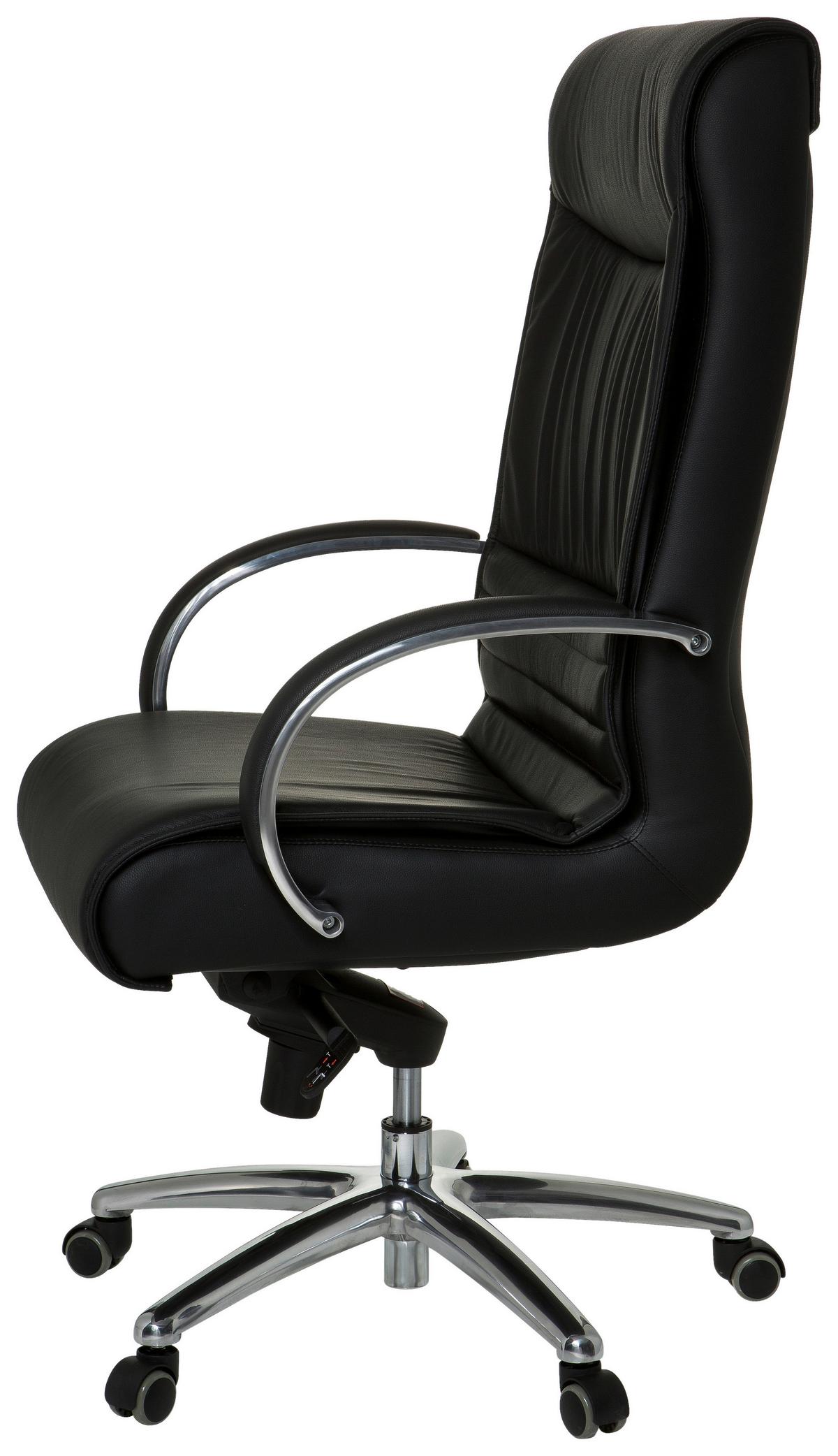 Chefsessel Xxl Schwarz Bis 150 Kg - Silberfarben/Schwarz, Basics, Leder/Kunststoff (60/130/47cm) - MID.YOU