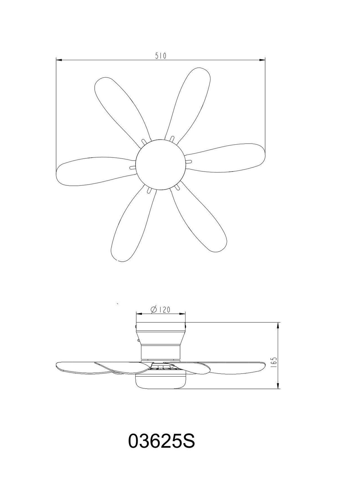 Deckenventilator Schwarz/Weiß 230V, 5W, DxH: ca. 51x16,5 cm - Schwarz/Weiß, Design, Kunststoff/Metall (51/16,5cm) - Globo
