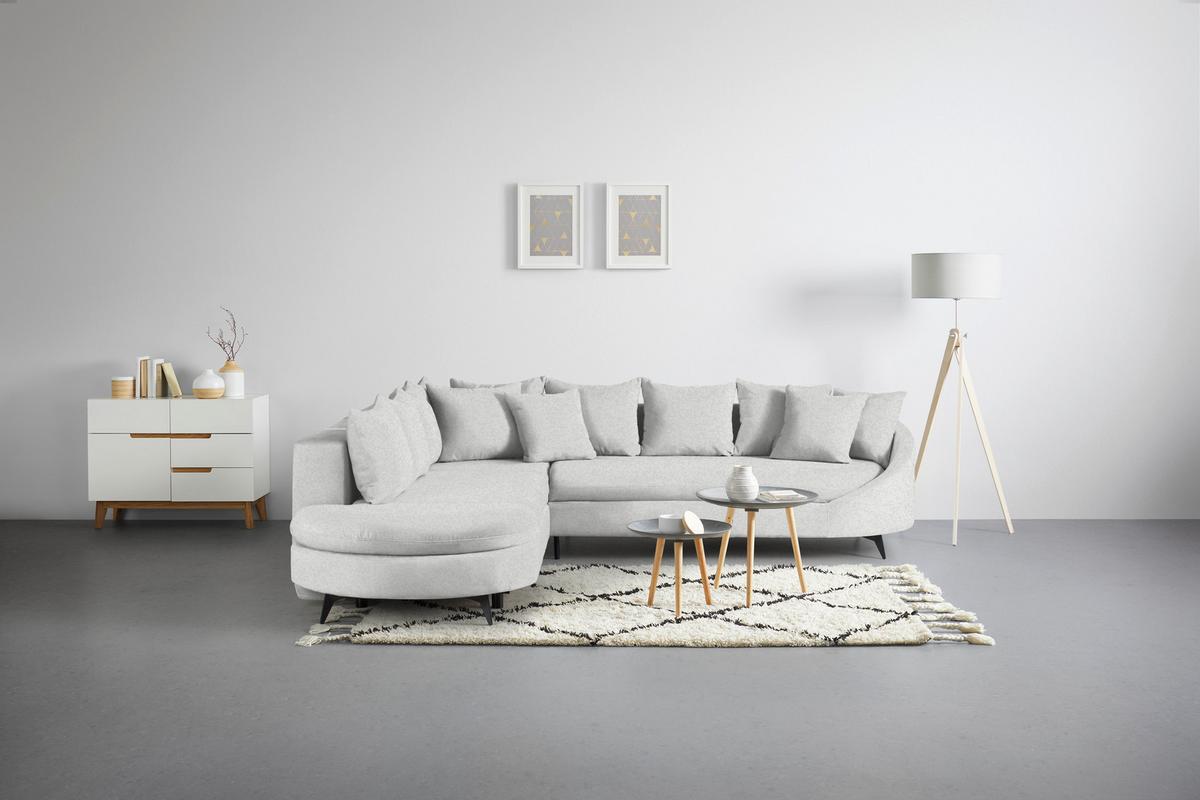 Rohová sedačka AXEL, levá, krémová tkanina - černá/krémová, Moderní, kov/textil (250/291cm) - Mömax