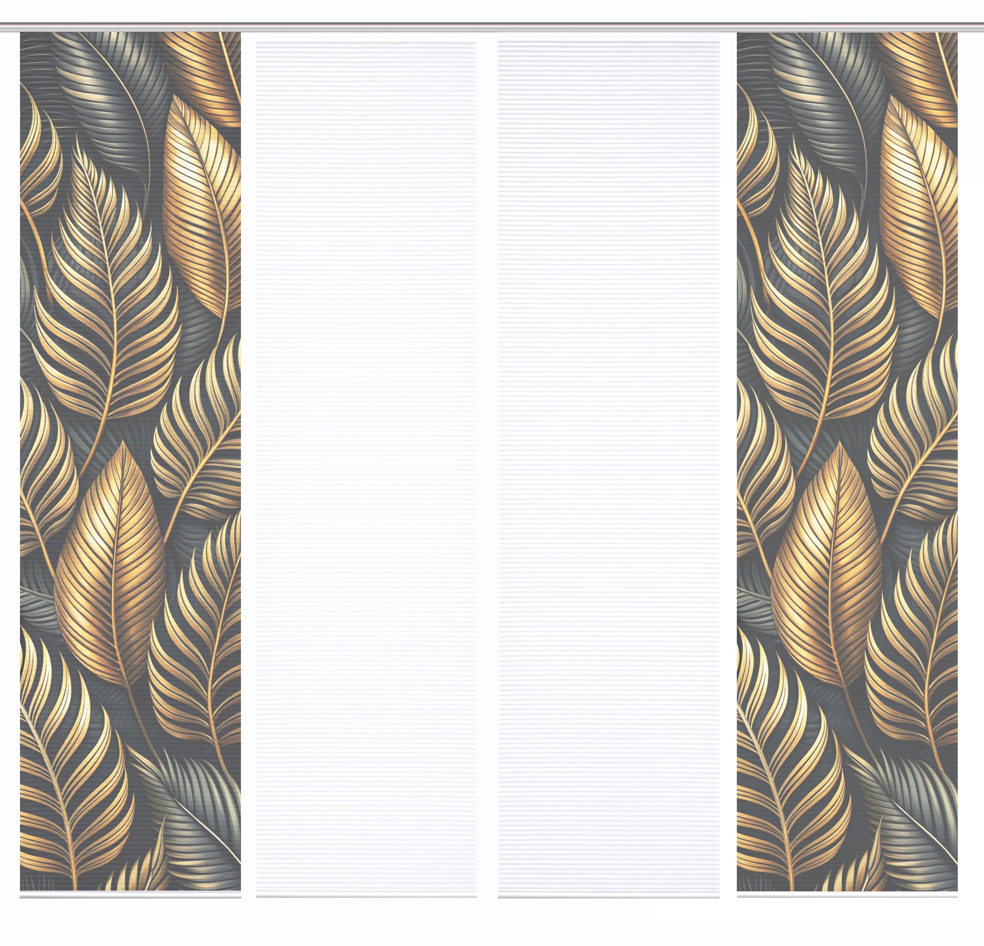 Flächenvorhang Zedric 4er Set - Anthrazit/Goldfarben, Natur, Textil (60/245cm)