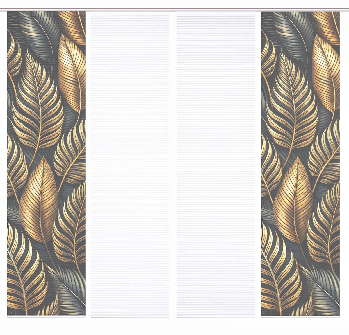 Flächenvorhang Zedric 4er Set - Anthrazit/Goldfarben, Natur, Textil (60/245cm)