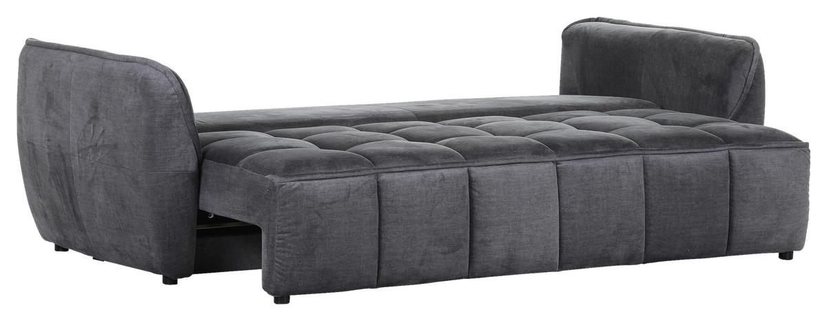 2-Sitzer-Sofa Mit Schlaffunktion Meyford B:250cm - Dunkelgrau/Schwarz, KONVENTIONELL, Textil (250/70/118cm) - MID.YOU