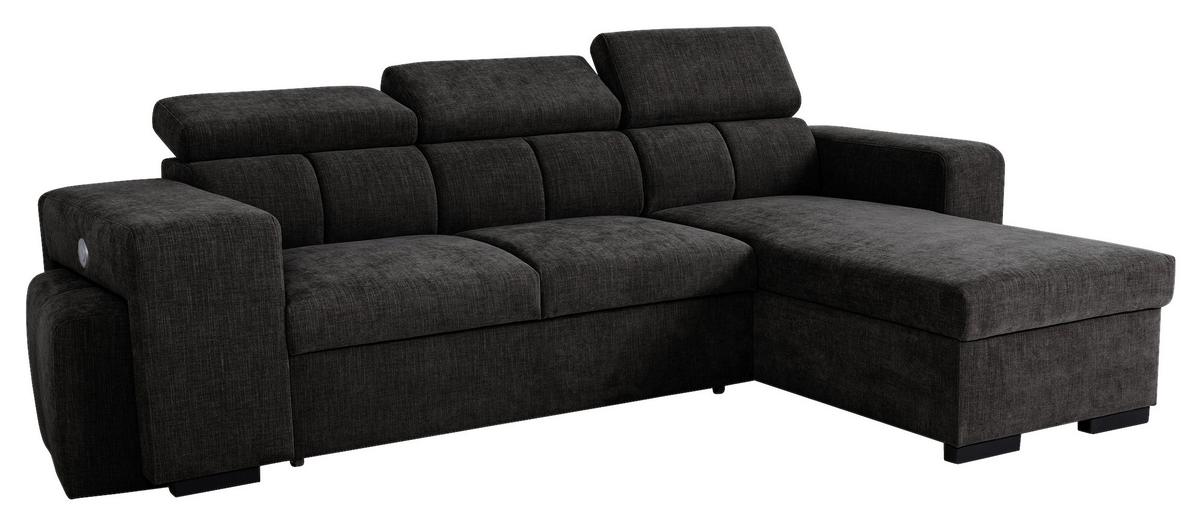 Ecksofa Sirius M schwarz, 251x165cm - Schwarz, KONVENTIONELL, Holz/Holzwerkstoff (251/165cm)
