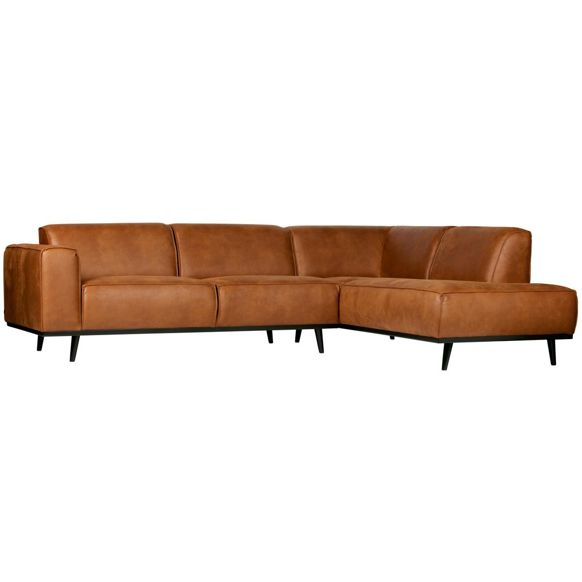 ECKSOFA Statement Cognac S: 274x210cm - Cognac/Schwarz, Design, Leder/Textil (274/210cm) - Livetastic