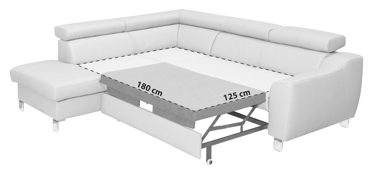 Ecksofa Aspen Mit Bettkasten Webstoff Graubraun 208x245 Cm - Graubraun/Buchefarben, Design, Textil (208/245cm) - Livetastic