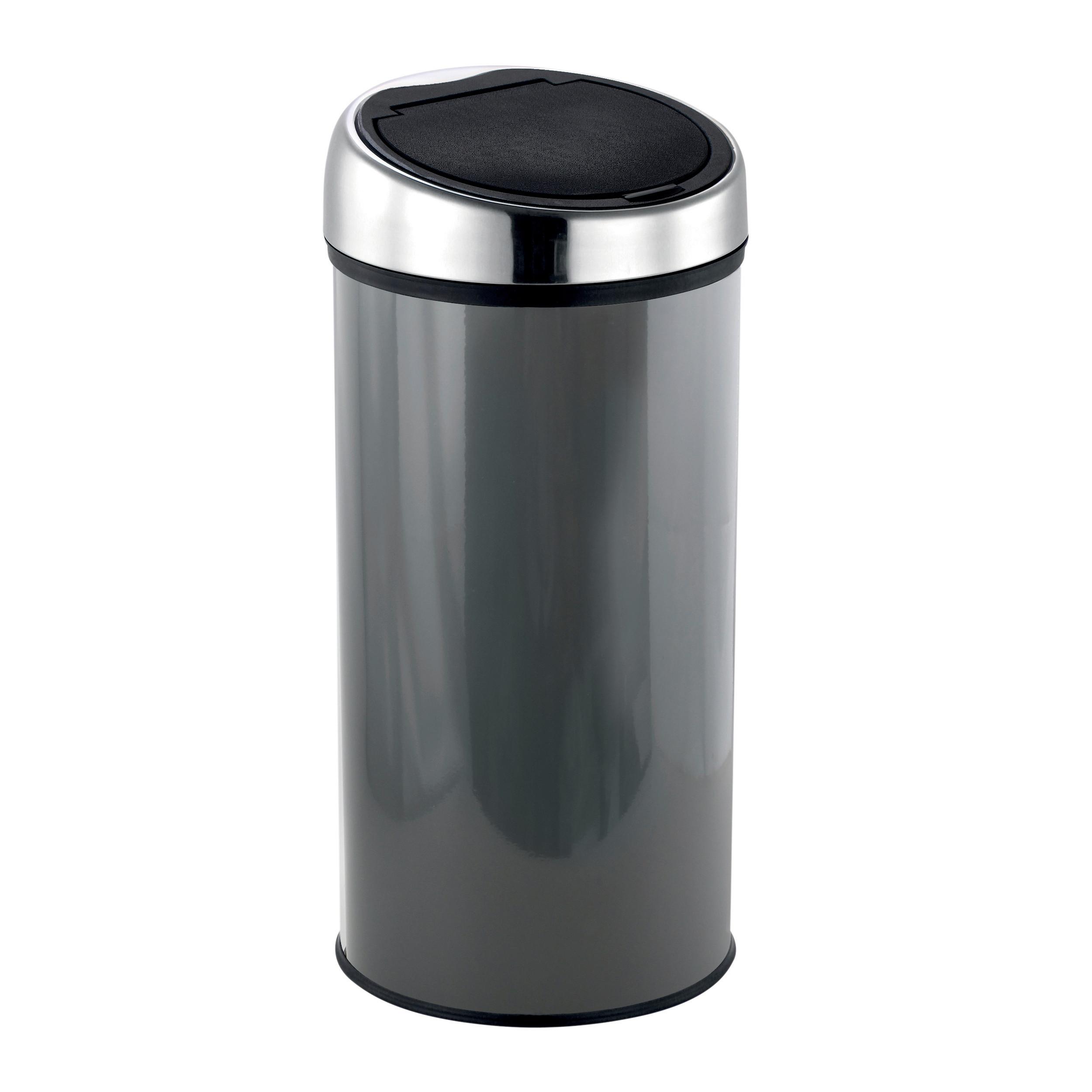 Abfalleimer Edelstahl30l - Dunkelgrau/Schwarz, Basics, Kunststoff/Metall (35/66/35cm) - Spirella
