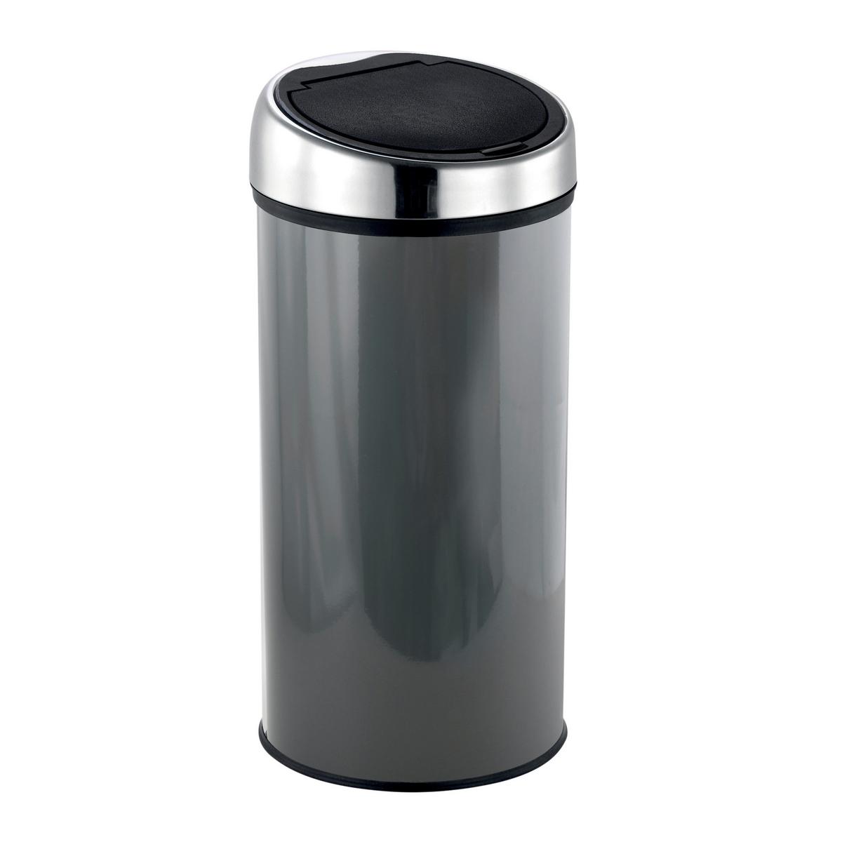 Abfalleimer Edelstahl30l - Dunkelgrau/Schwarz, Basics, Kunststoff/Metall (35/66/35cm) - Spirella