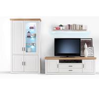 Wohnkombination 3-Tlg. Brixen Eiche/Pinie Dekor - Pinienfarben, Design, Glas/Holzwerkstoff (326/210/52cm) - Livetastic