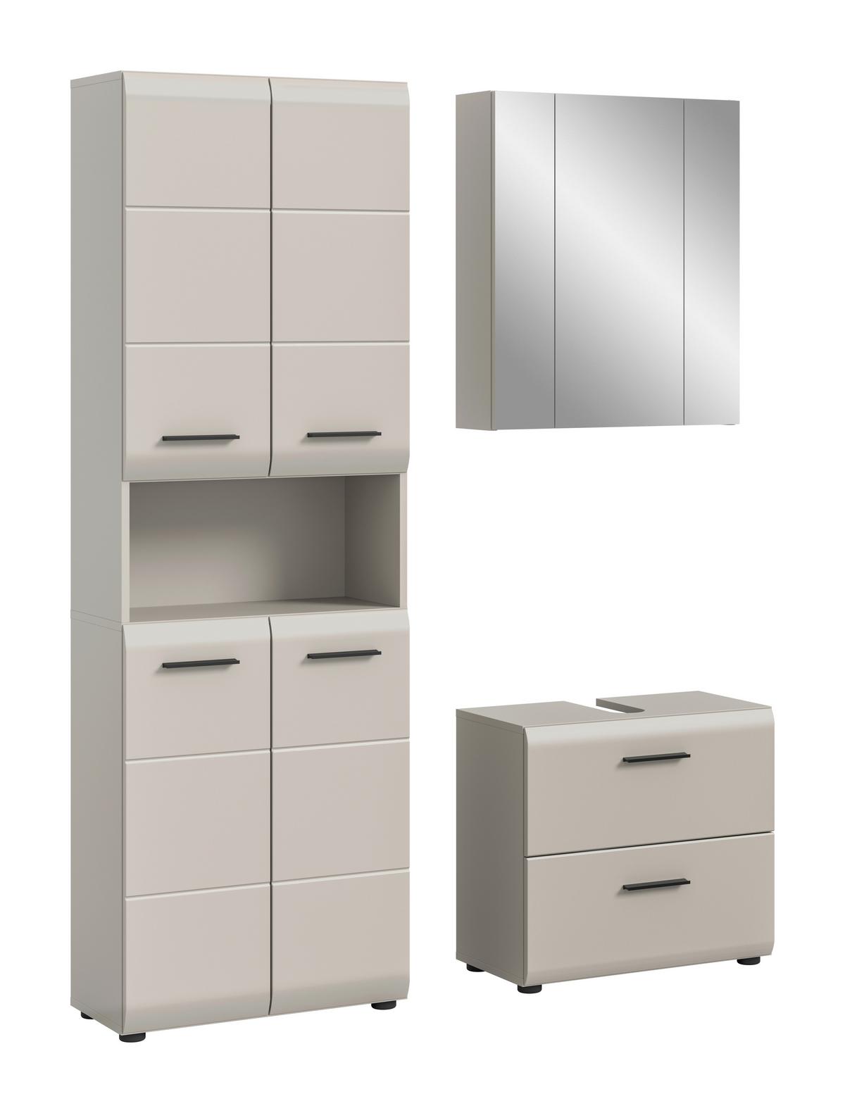 Badezimmer Ice Kaschmir B: 120cm - Kaschmir/Schwarz, Trend, Glas/Holzwerkstoff (120cm) - MID.YOU