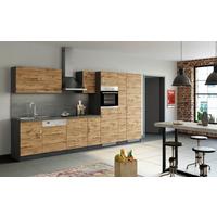 Küchenzeile Sorrento Mit Geräten 360 Cm Eichefarben - Schieferfarben/Eiche Wotan, MODERN, Holzwerkstoff (360cm) - Held