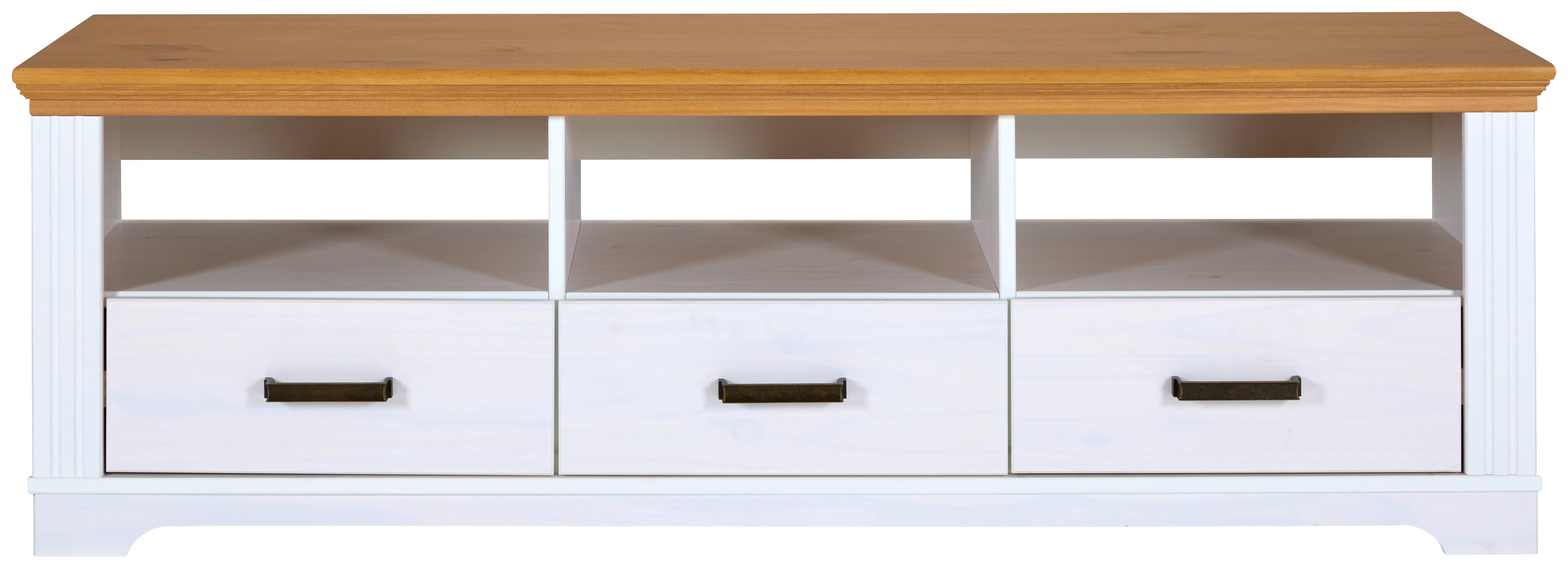 TV-Lowboard Maluno B: 166 cm Kiefer Massiv Weiß - Eichefarben/Weiß, MODERN, Holz (166/53/48cm) - Livetastic
