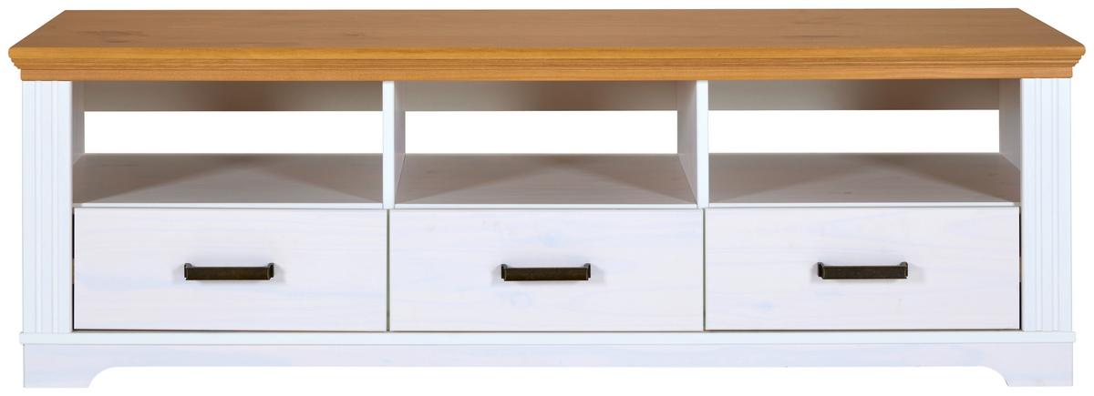 TV-Lowboard Maluno B: 166 cm Kiefer Massiv Weiß - Eichefarben/Weiß, MODERN, Holz (166/53/48cm) - Livetastic