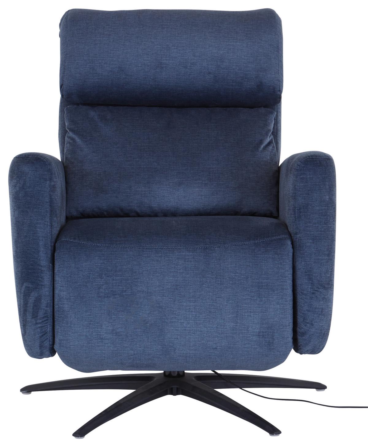 Fernsehsessel Riva - Schwarz/Dunkelblau, MODERN, Textil/Metall (71/108/176cm)
