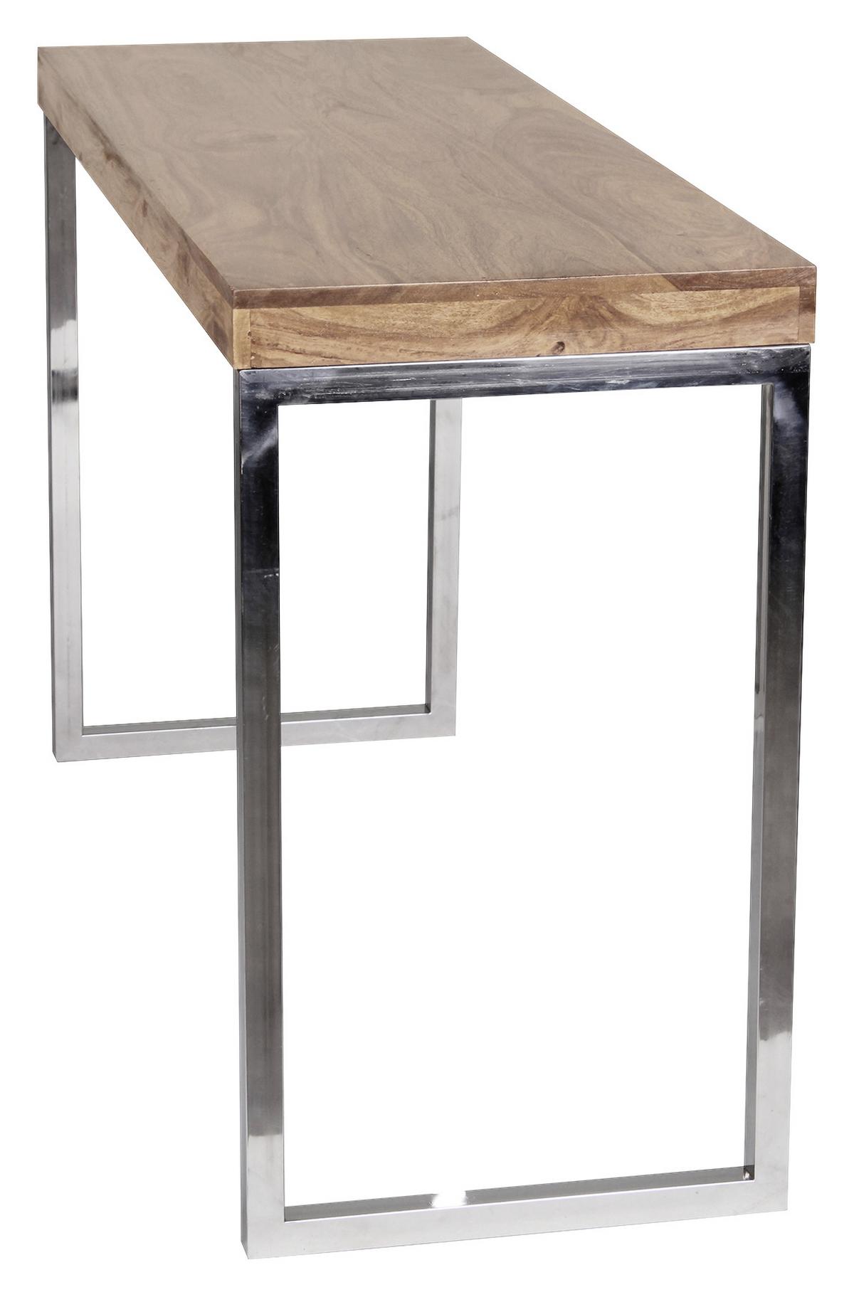 Stolík z masívneho dreva guna š: 120cm - farba akácie/chrómová, Modern, kov/drevo (120/45/76cm) - MID.YOU