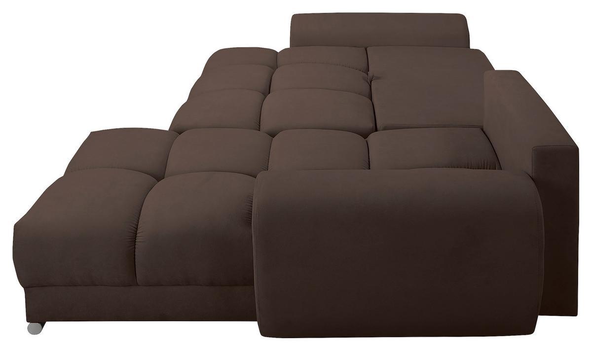 Ecksofa Azzuro Braun S: 256x175 Cm - Silberfarben/Braun, Design, Textil (256/175cm) - Livetastic