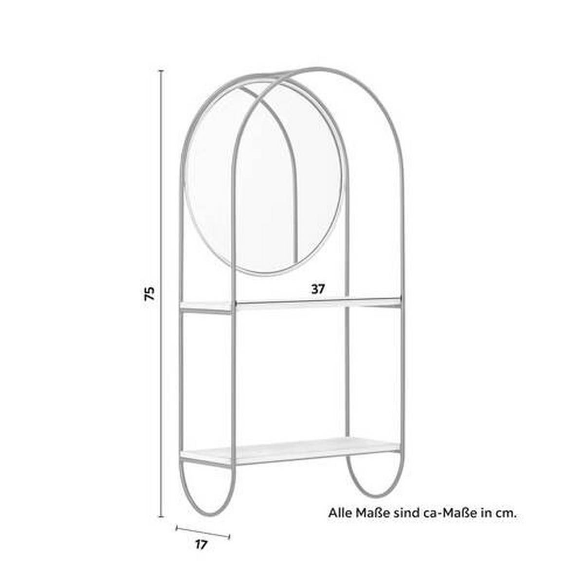 Nástenný regál so zrkadlom LELIA - čierna/zlatá, Modern, kov/drevo (37/75/17cm) - Bessagi Home