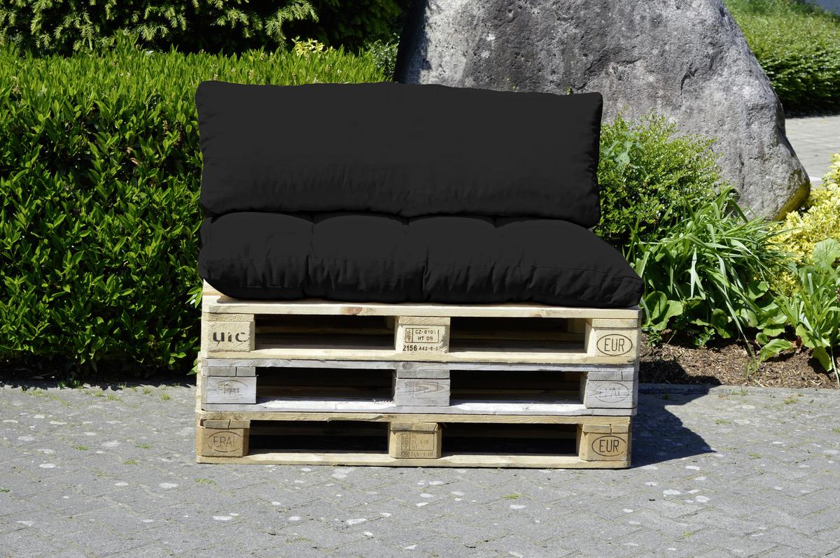 Palettenkissen 2-Tlg. Loungeset 120x80x16 cm Schwarz - Schwarz, Basics, Textil (120/80/16cm)