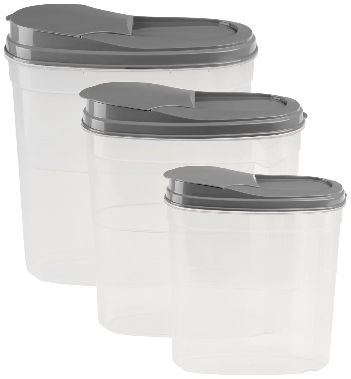 Vorratsdosenset Daja - Transparent/Grau, Basics, Kunststoff - Luca Bessoni