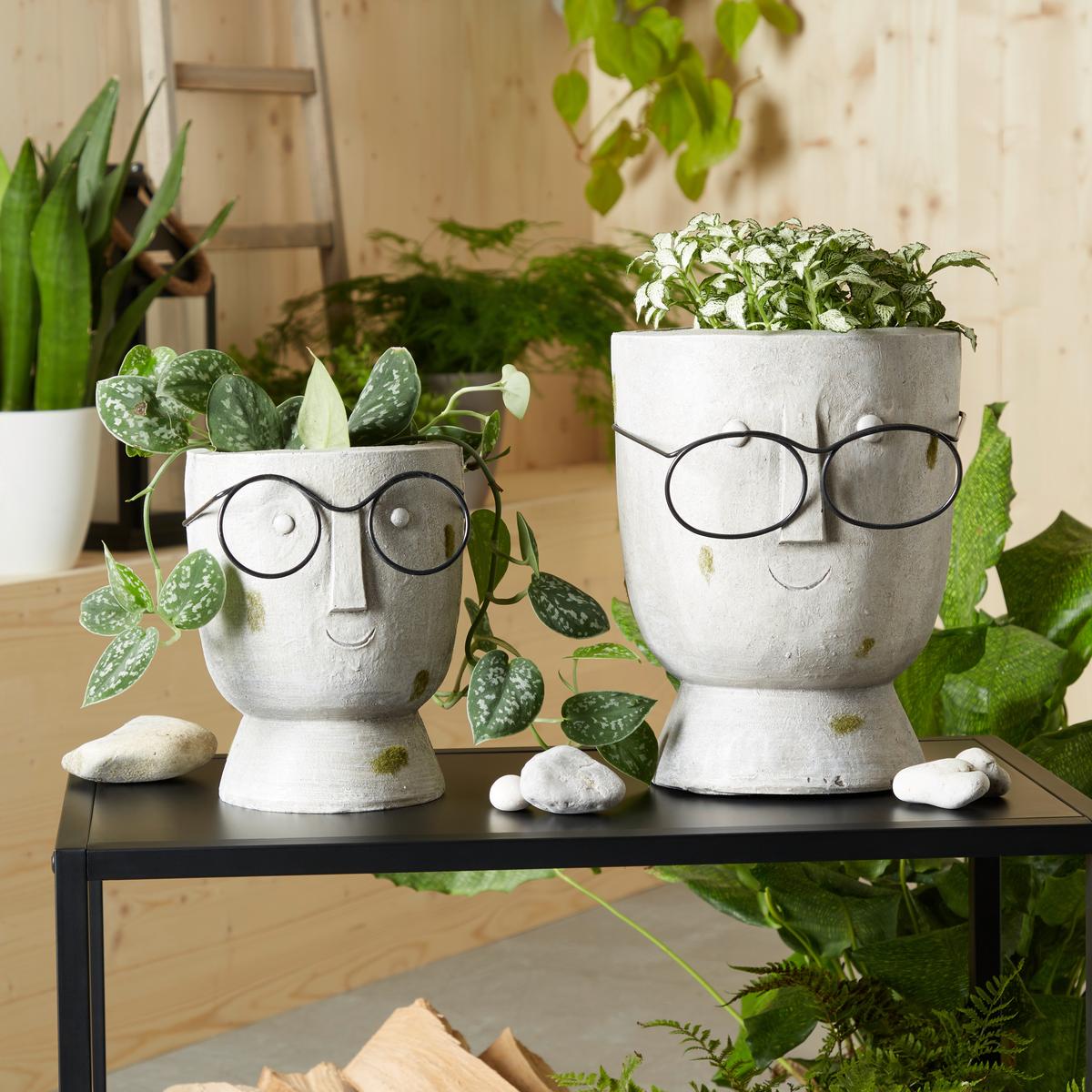 Pflanztopf Aba - Grau, KONVENTIONELL, Stein (17/22cm) - Luca Bessoni