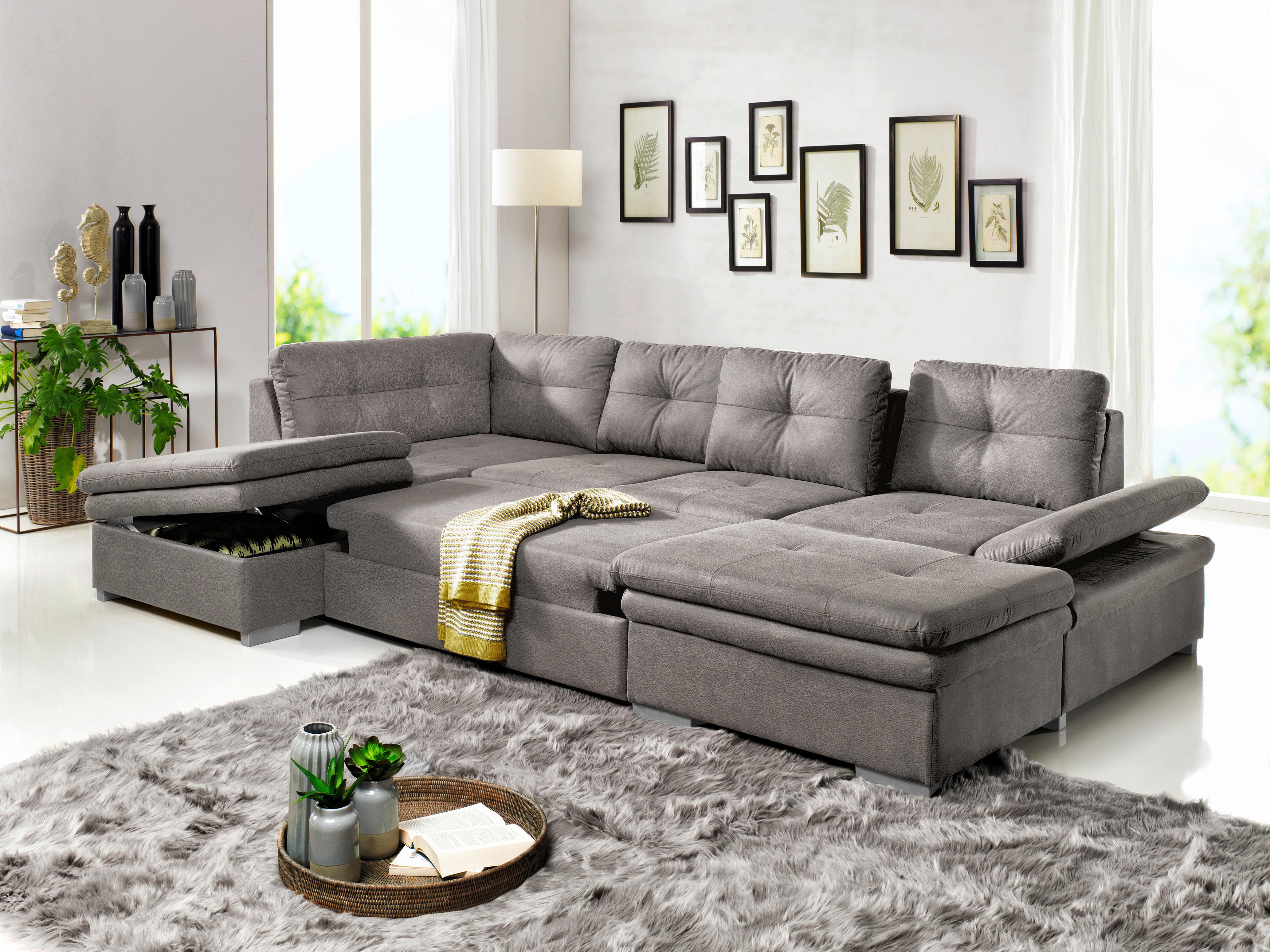 Sedací Souprava U-form Hit - Světlohnědá - barvy stříbra/světle hnědá, Design, textil/plast (210/323cm) - Bessagi Home