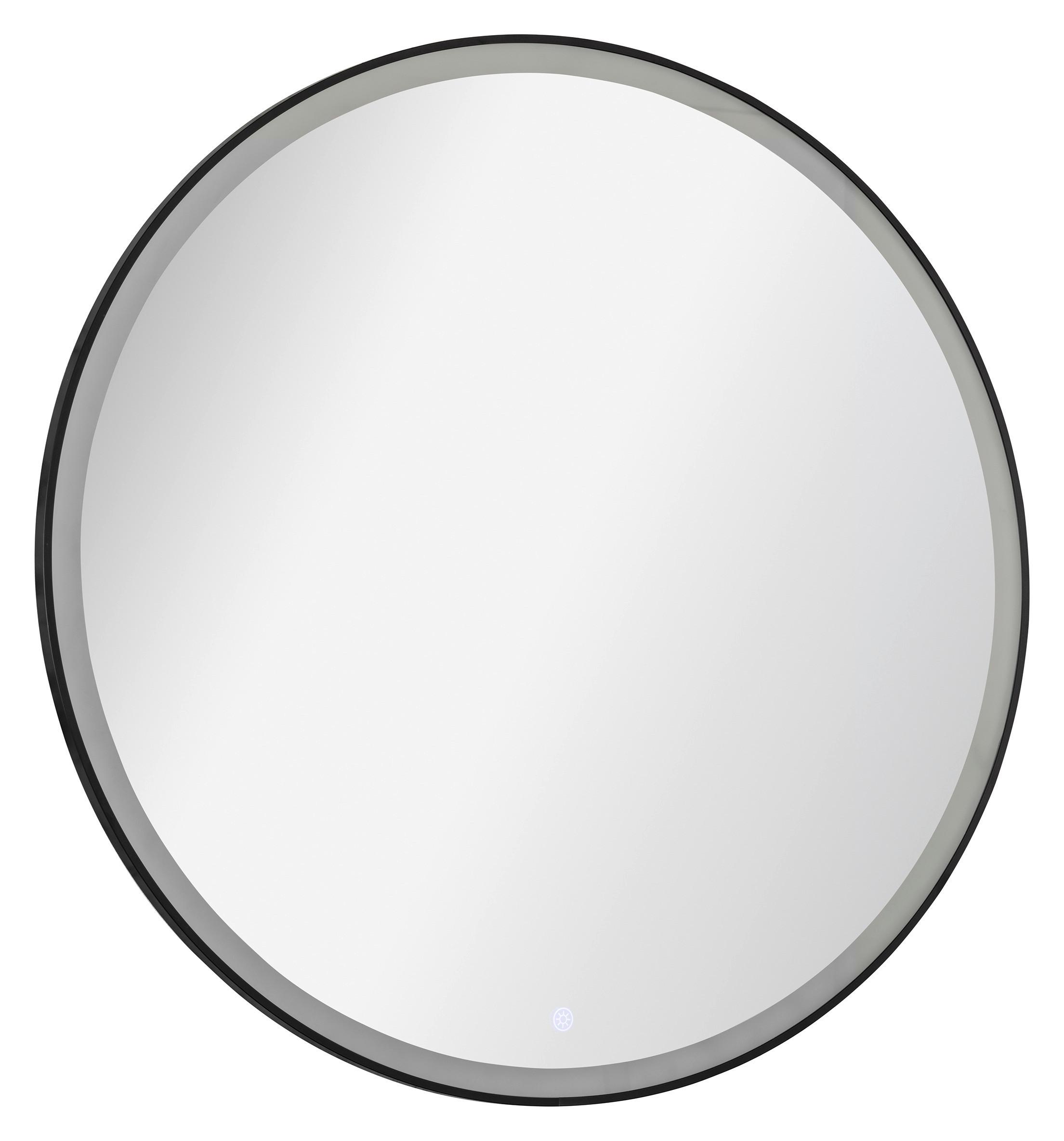 Wandspiegel New York Rund DM: 80cm Glas Schwarz + Rahmen Led - Schwarz, MODERN, Glas (80/80/3cm) - MID.YOU