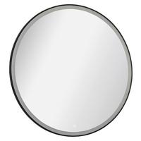 Wandspiegel New York Rund DM: 80cm Glas Schwarz + Rahmen Led - Schwarz, MODERN, Glas (80/80/3cm) - MID.YOU