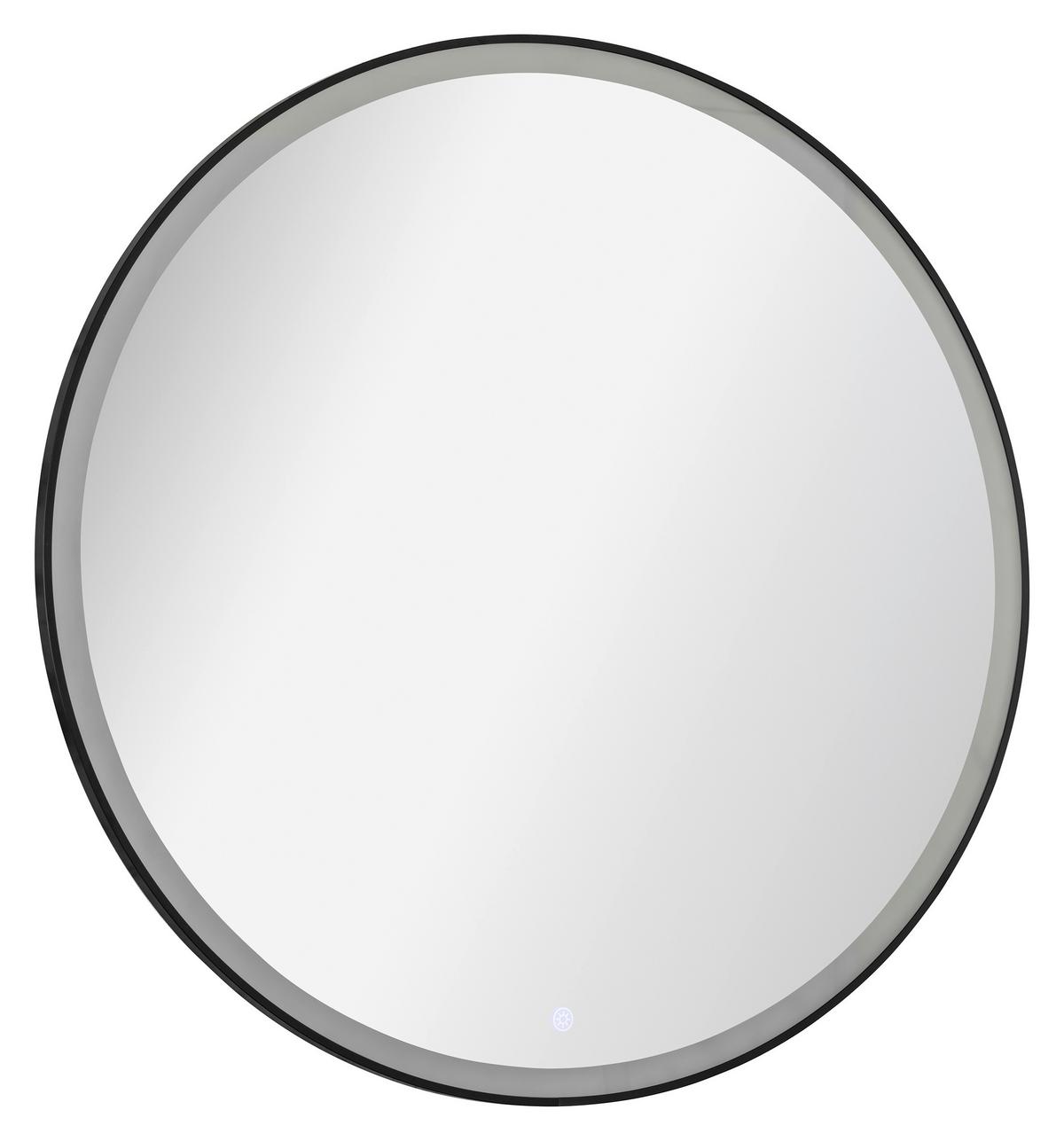 Wandspiegel New York Rund DM: 80cm Glas Schwarz + Rahmen Led - Schwarz, MODERN, Glas (80/80/3cm) - MID.YOU