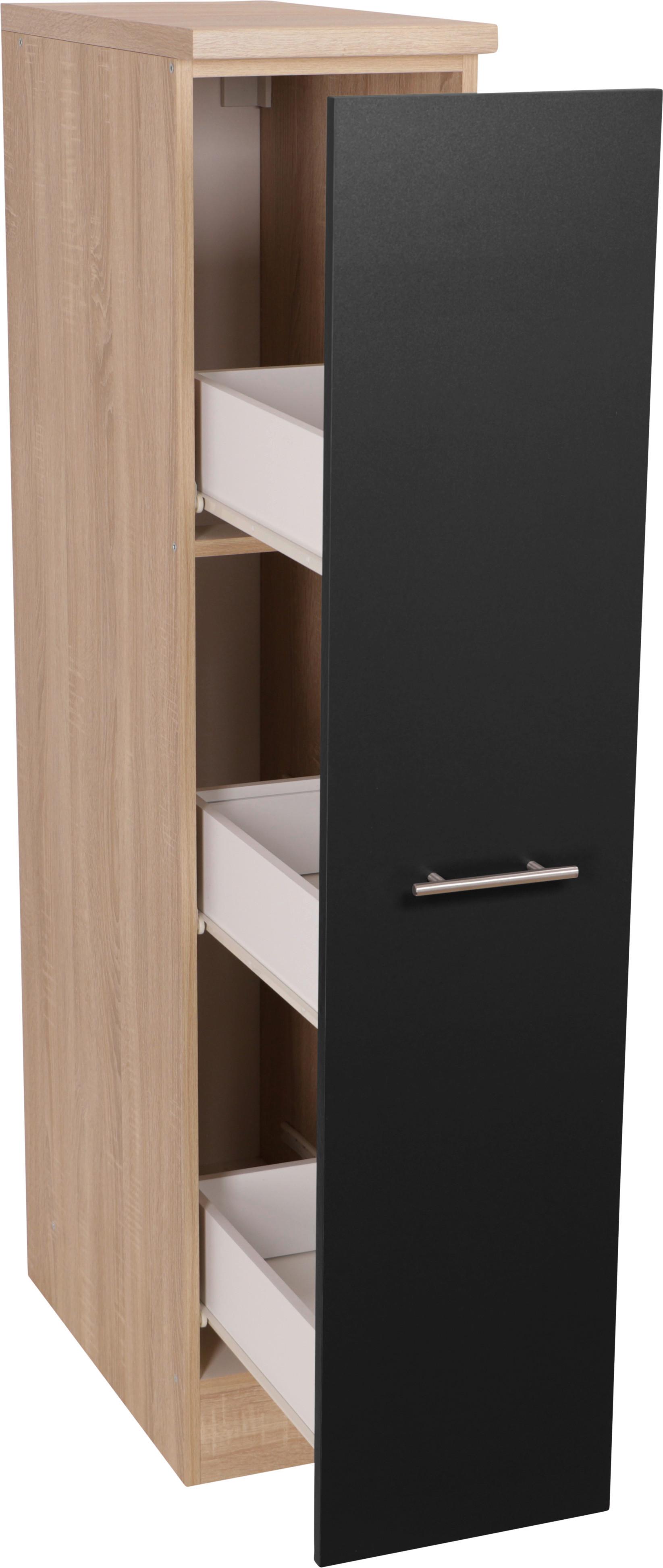 Apothekerschrank Merle Schwarz, Eiche Dekor B: 30cm - Eichefarben/Schwarz, Basics, Holzwerkstoff (30/144,8/60cm) - Respekta