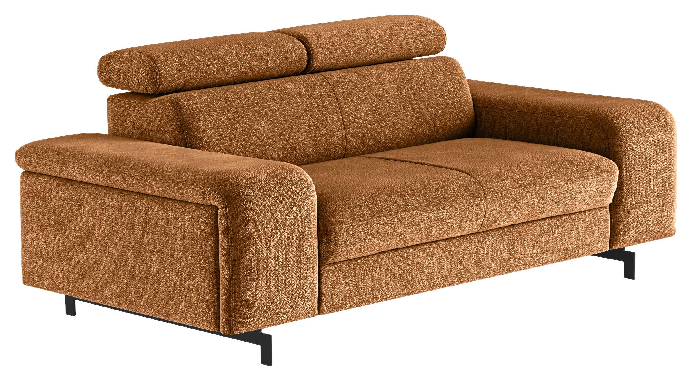 2-Sitzer-Sofa Emma Cognac B: 198 cm - Cognac/Schwarz, Textil (198/81/100cm) - MID.YOU