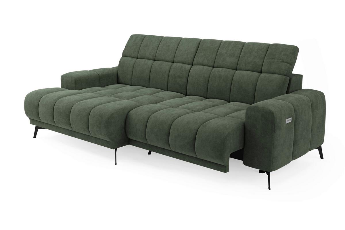 Rohová sedačka LAYA, levá, zelená tkanina MEMPHIS - zelená, Moderní, textil (155/250cm) - Premium Living