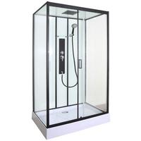 Sprchový kút s LED, Bluetooth, rádiom, čierna - čierna, Modern, sklo (120/80/225cm) - Sanotechnik