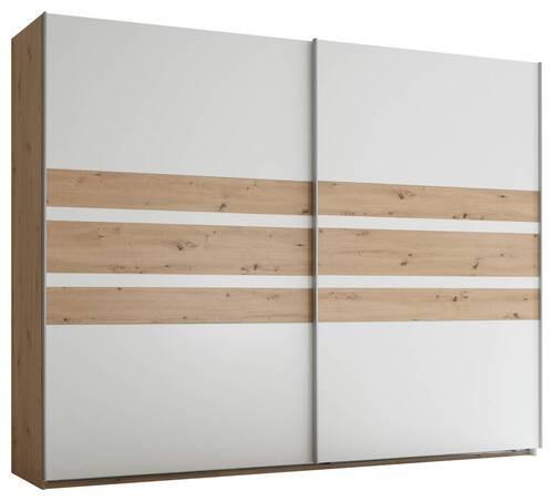 Schwebetürenschrank B: 270 cm Catania, Weiß/Eiche Artisan - Weiß/Eiche Artisan, MODERN, Holzwerkstoff (270/210/60cm) - Livetastic