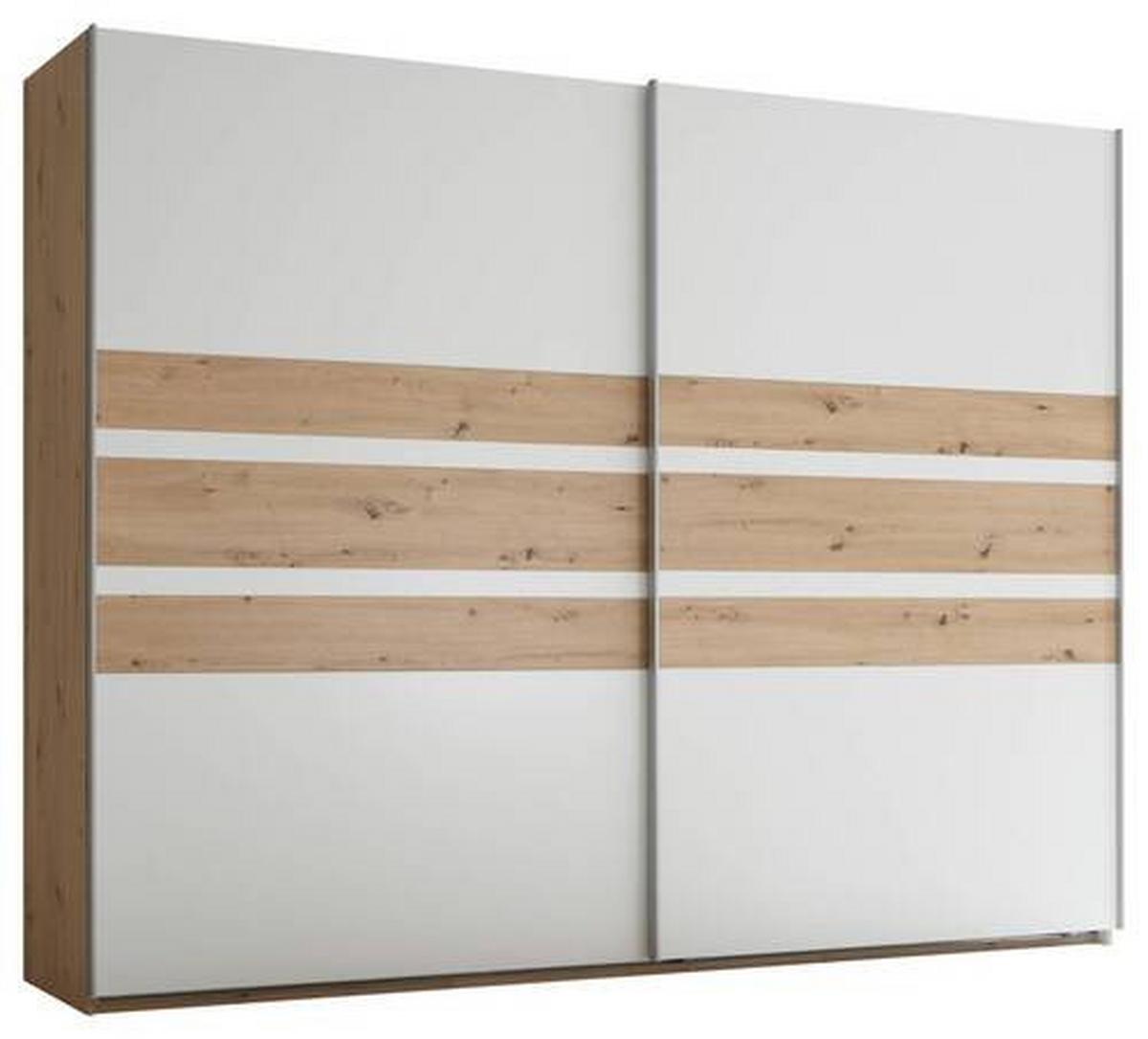 Schwebetürenschrank B: 270 cm Catania, Weiß/Eiche Artisan - Weiß/Eiche Artisan, MODERN, Holzwerkstoff (270/210/60cm) - Livetastic