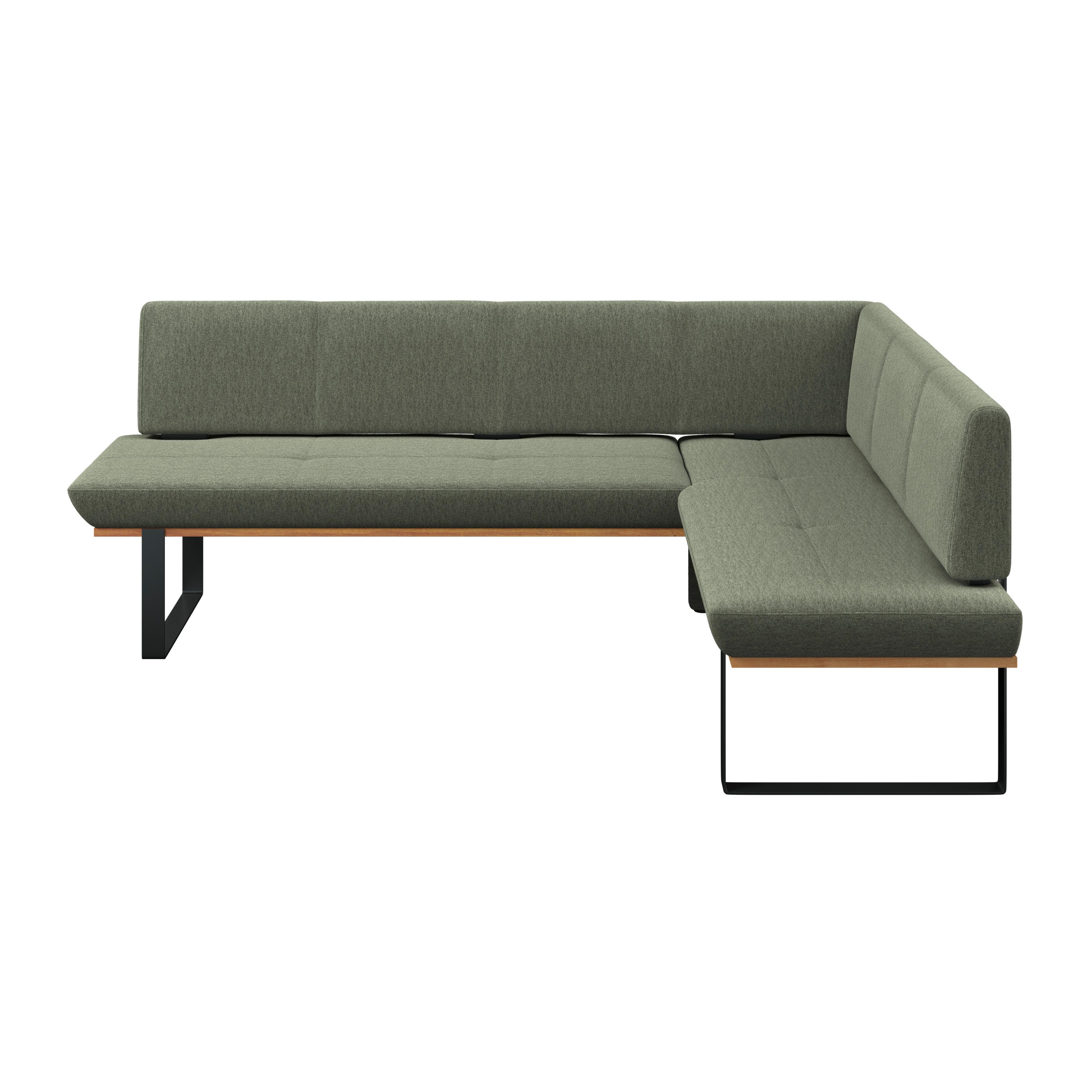 Eckbank Tristan Webstoff grün, S:245x175cm - Schwarz/Grün, MODERN, Holz/Textil (245/175cm) - James Wood